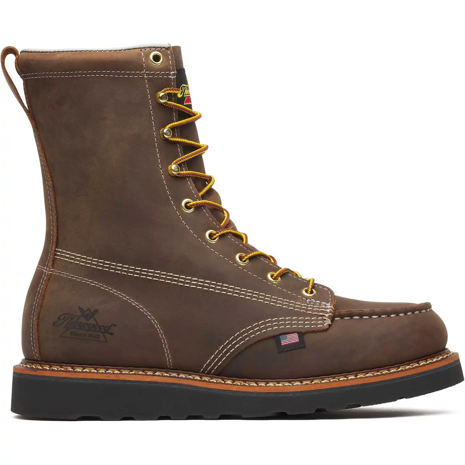 Alternative view of Thorogood American Heritage 8-inch Crazy Horse Soft Moc Toe Wedge Sole American Made Men's Work Boot - 814-4235