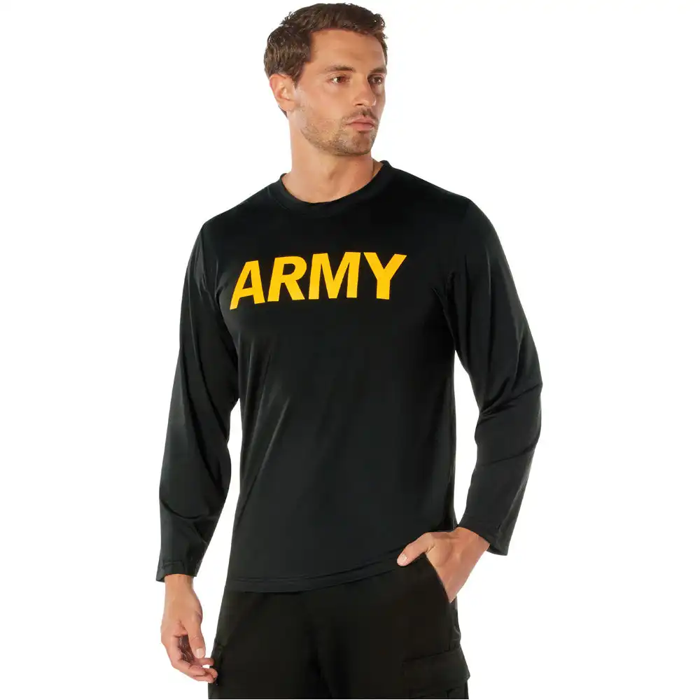 Alternative view of Army Moisture Wicking Black Long Sleeve PT Shirt