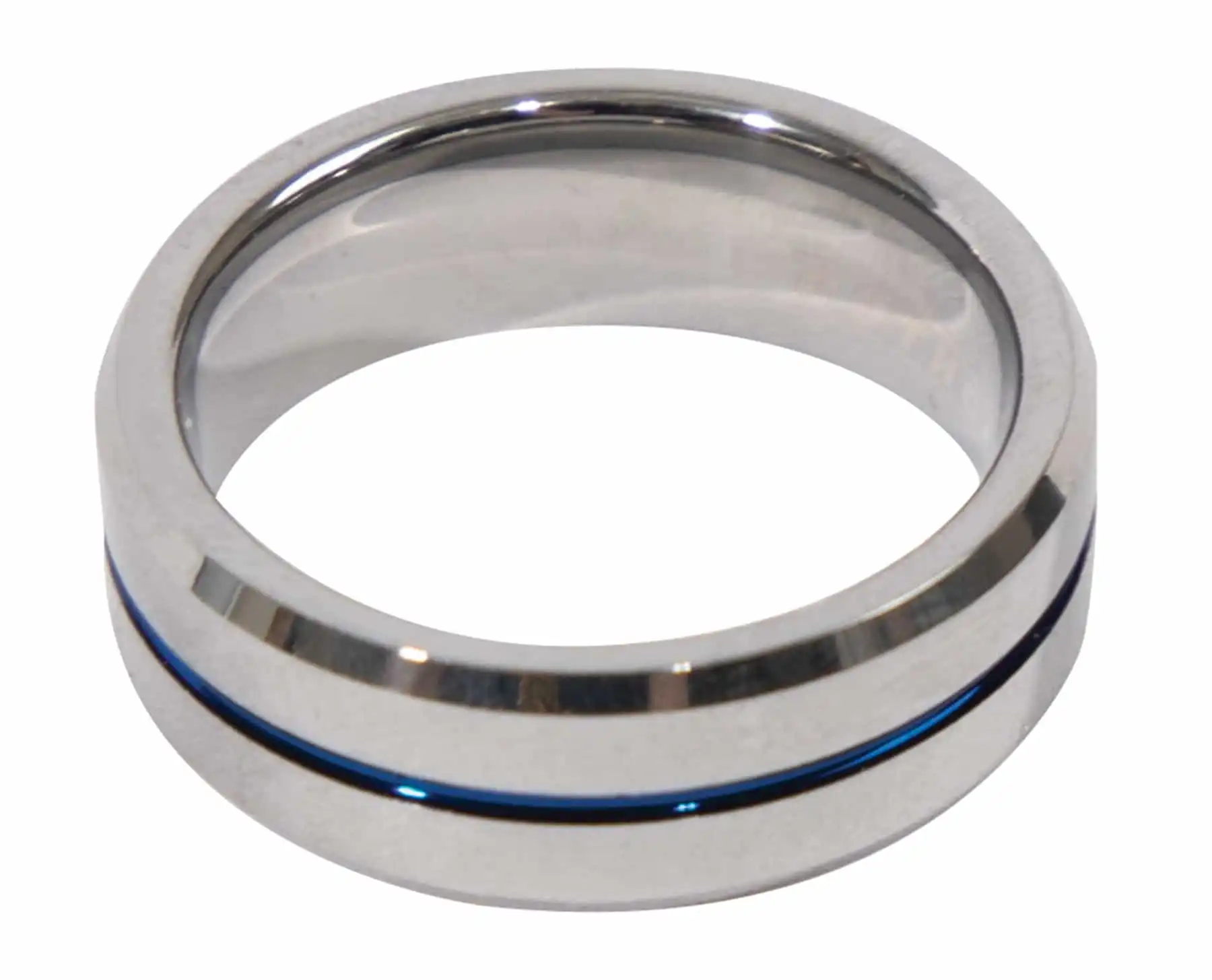 Alternative view of Thin Blue Line Police 8mm Tungsten Ring