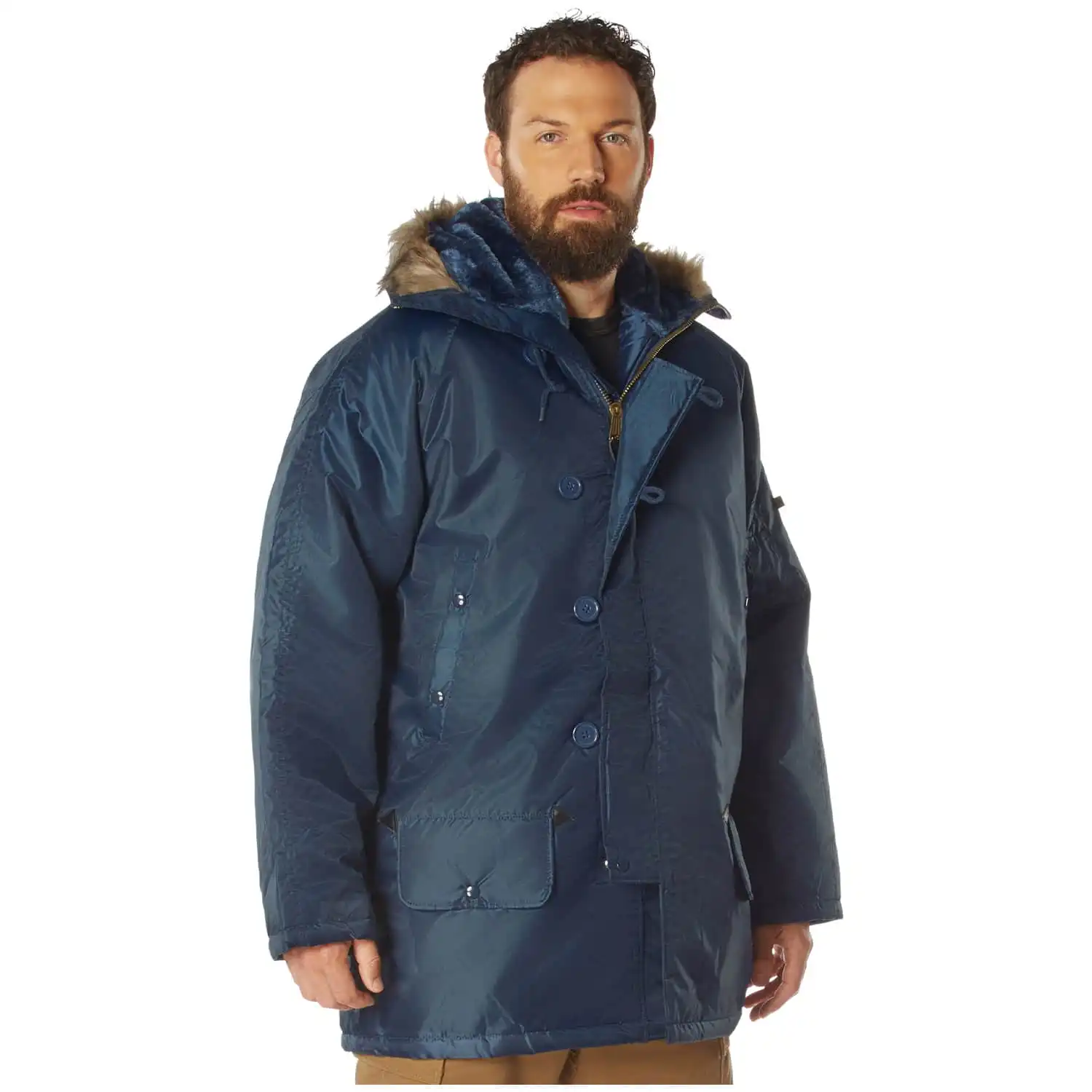 Alternative view of Navy Blue N-3B Military Style Winter Snorkel Parka