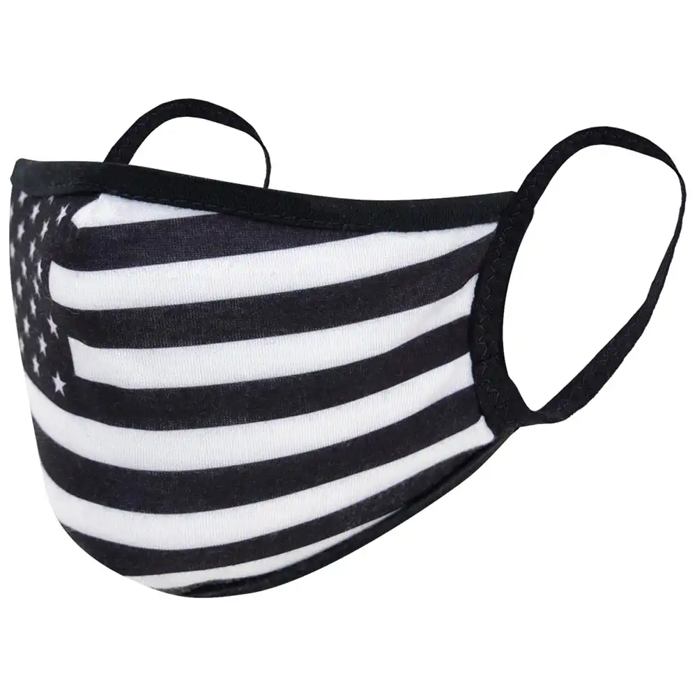 Alternative view of Black & White US Flag Reusable 3 Layer Ear Loop Facemask