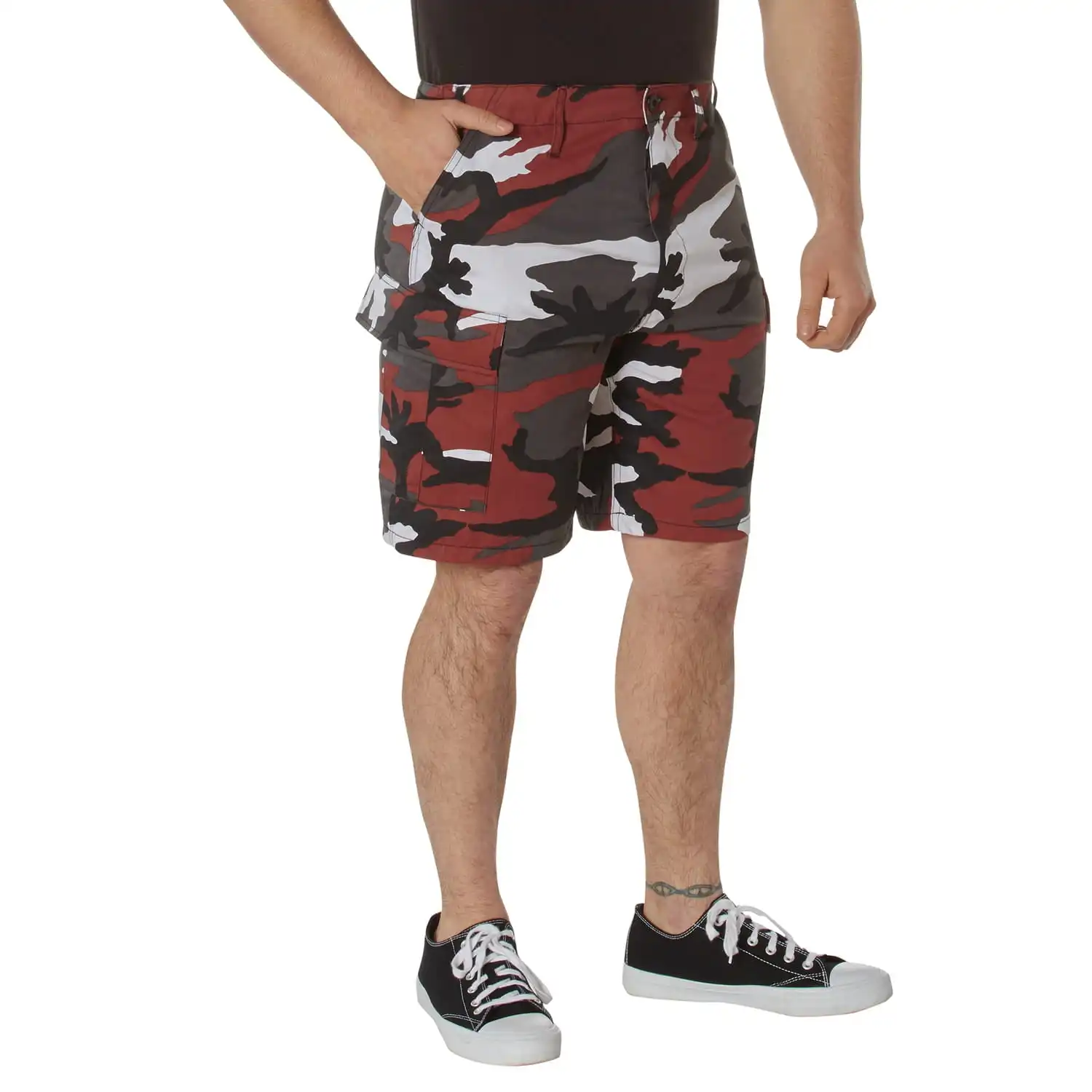 Alternative view of Men's Red Camouflage BDU Cargo Shorts