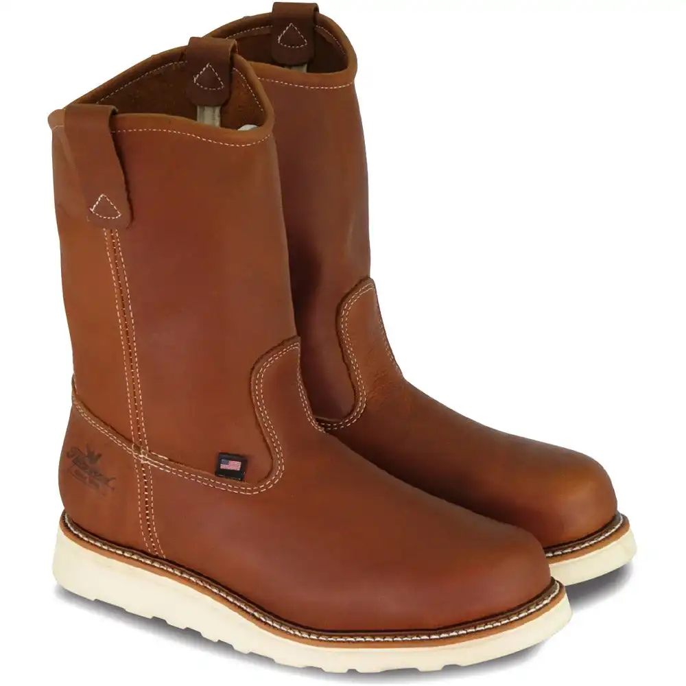 Thorogood American Heritage 11-inch Tobacco Steel Toe Wedge Sole U.S. Made Men's Wellington Work Boot - 804-4205