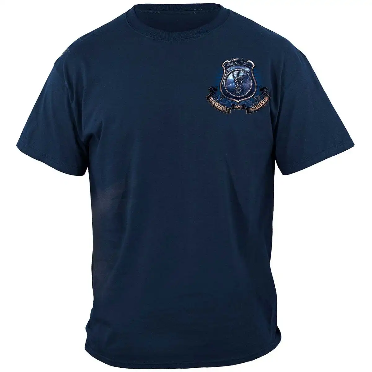 Alternative view of Protect and Serve Coat of Arms Police T-Shirt - Navy