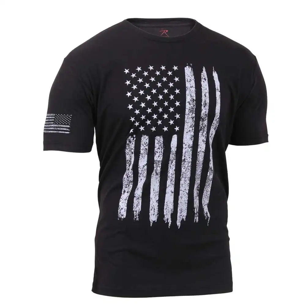 Alternative view of Men's Distressed American Flag T-Shirt