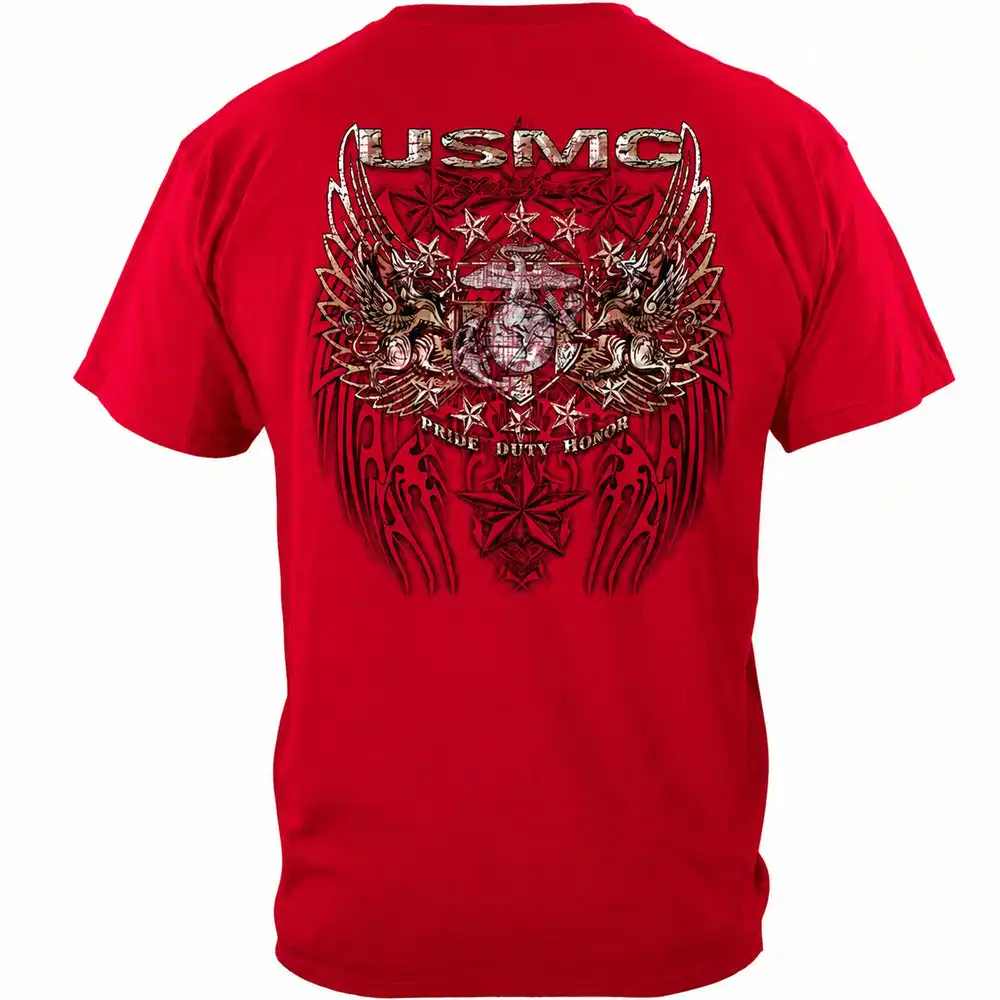 Elite Breed Pride Duty Honor USMC T-Shirt - Red
