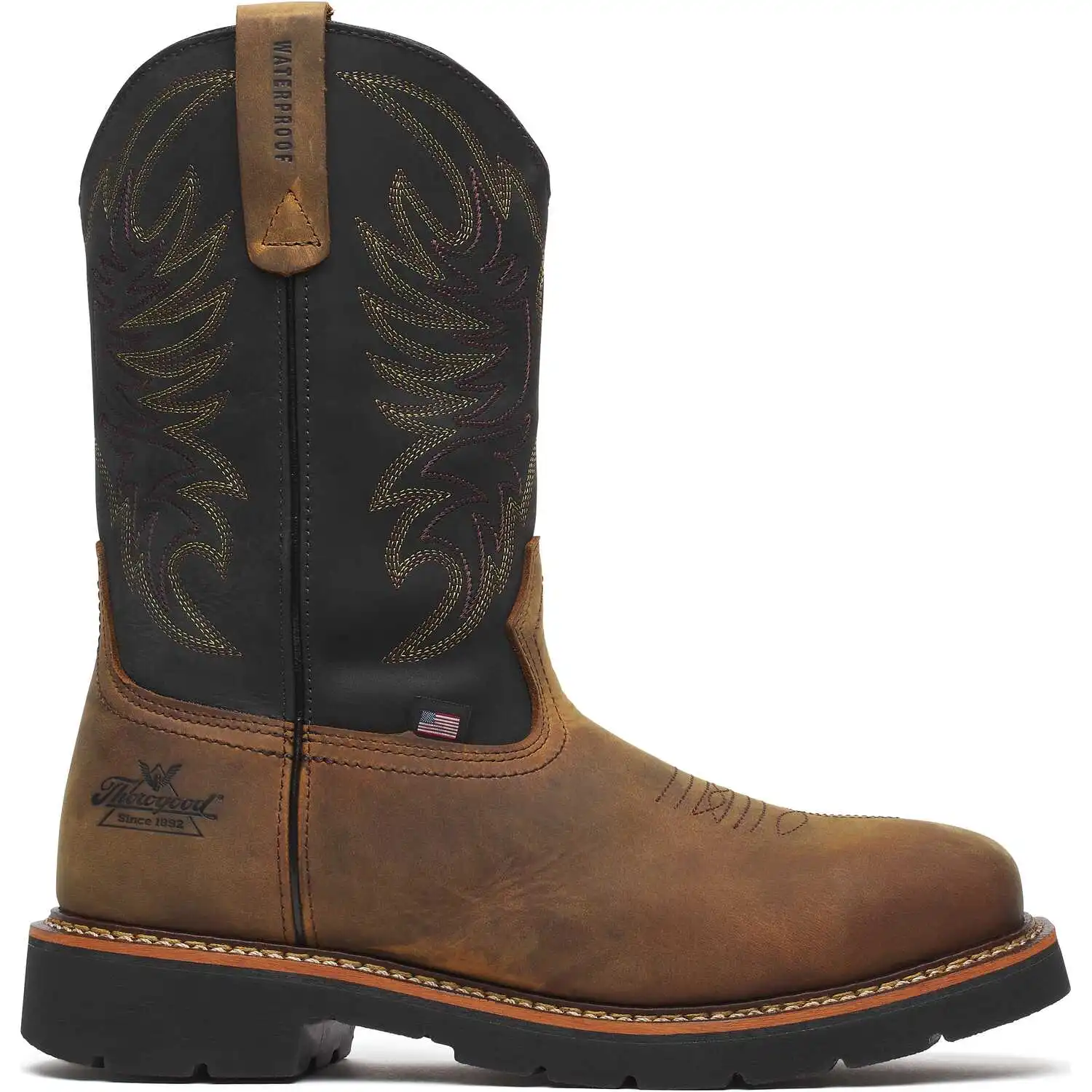 Alternative view of Thorogood Western Work Wellington 11-inch Crazy Horse/Black Waterproof Steel Toe Square Toe Pull-On American Made Men's Work Boot - 804-4330