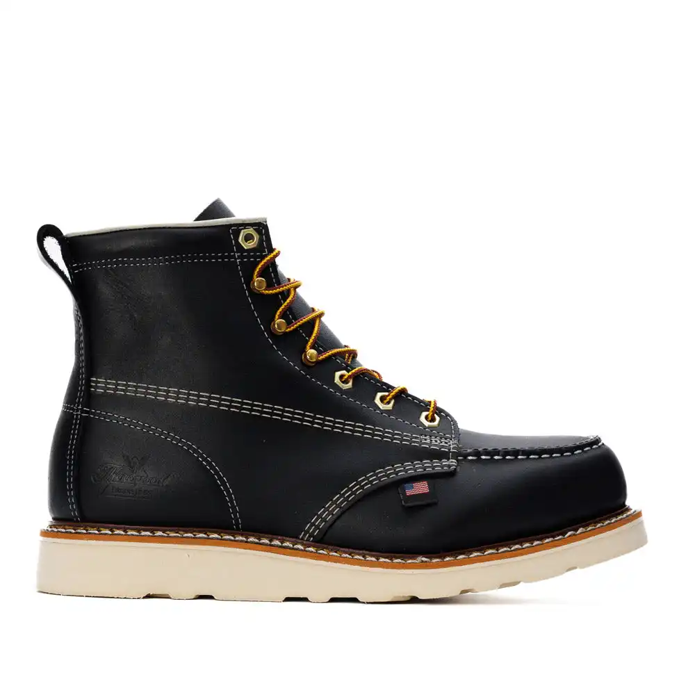 Alternative view of Thorogood American Heritage 6-inch Black Steel Moc Toe Wedge Sole U.S. Made Men's Work Boot - 804-6201