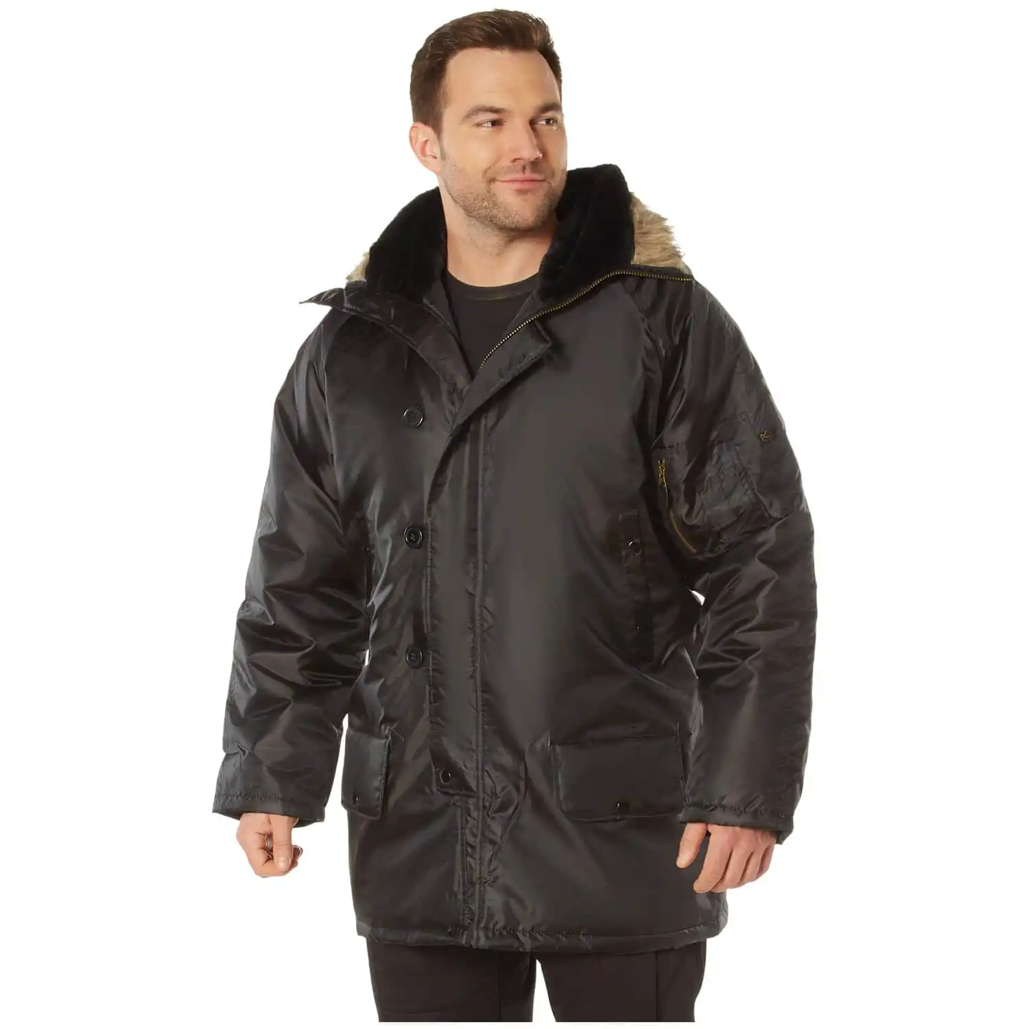 Alternative view of Black Military N-3B Style Winter Parka