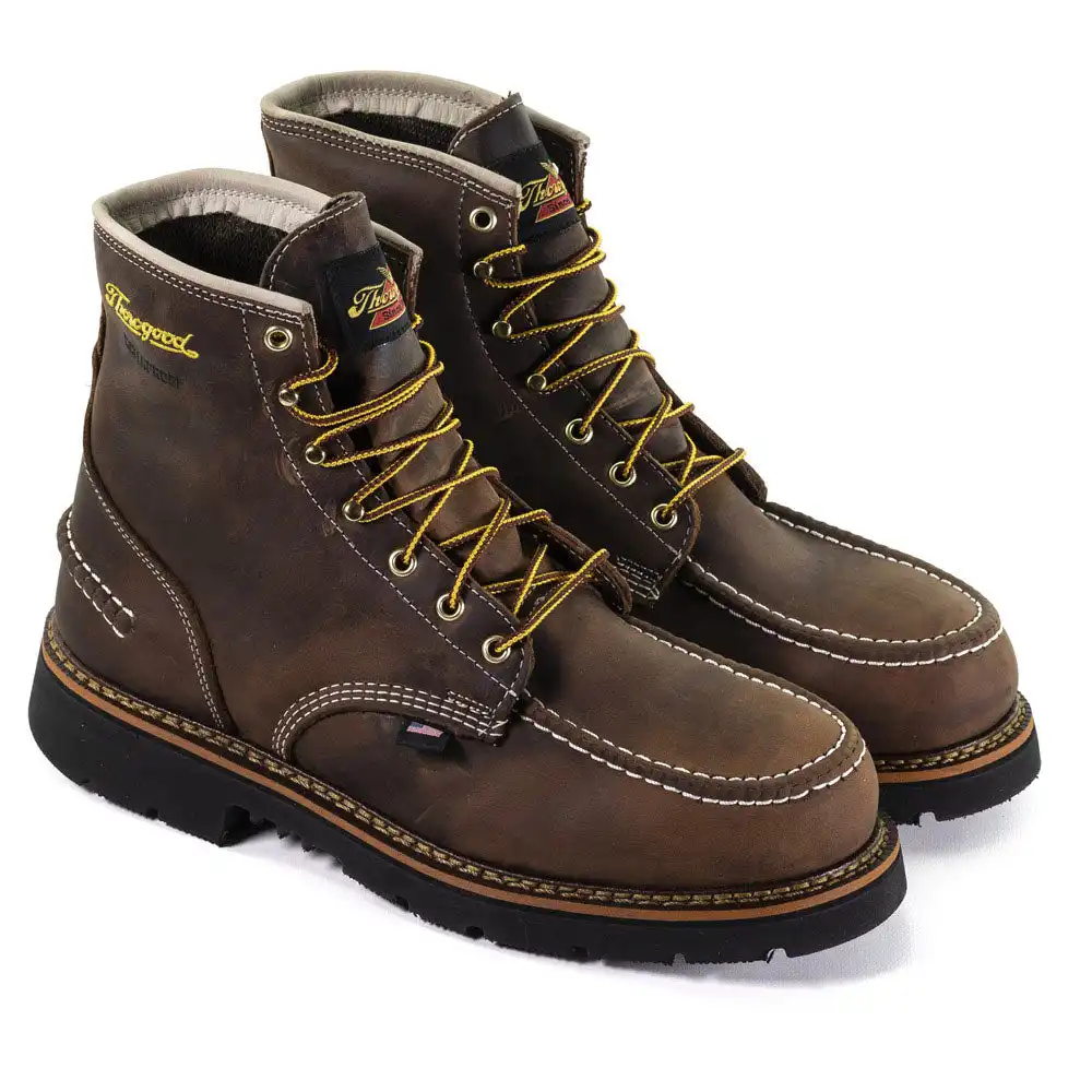 Thorogood 1957 Series 6-inch Crazy Horse Waterproof Steel Moc Toe Black 90-Degree Sole U.S. Made Men's Work Boot - 804-3696