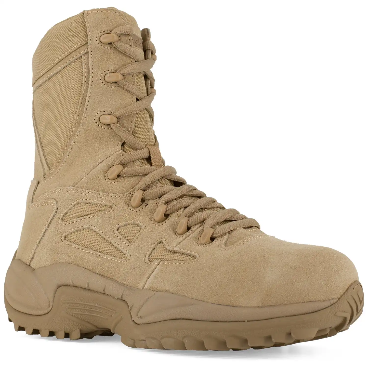 Reebok Womens Rapid Response 8 inch Desert Tan Zip Composite Toe Military Boots - RB894