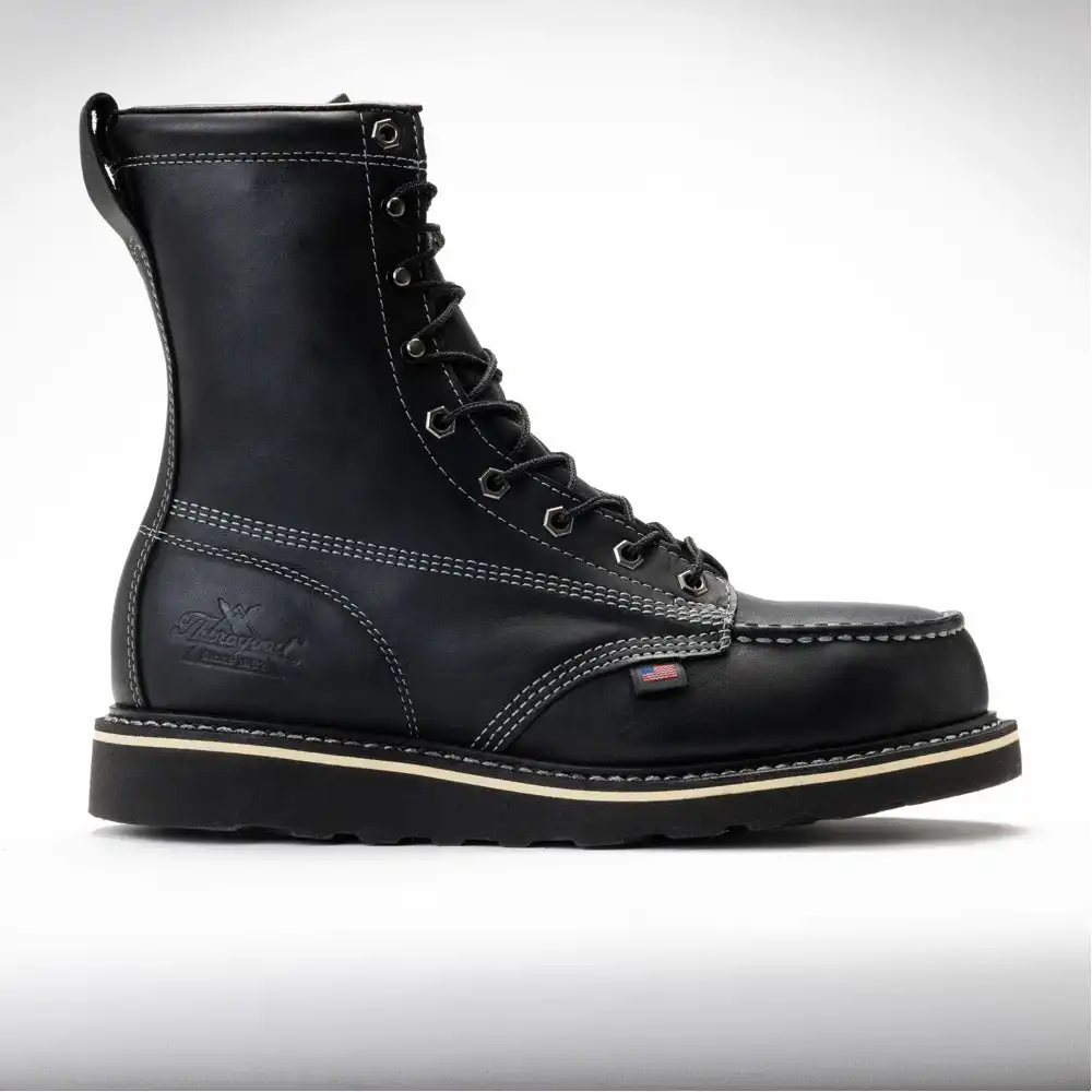 Alternative view of Thorogood Midnight Series 8-inch Black Steel Moc Toe Black Wedge Sole U.S. Made Men's Work Boot - 804-6208