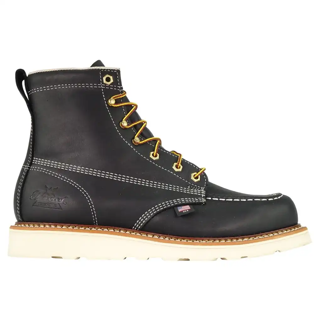 Alternative view of Thorogood American Heritage 6-inch Black Soft Moc Toe Wedge Sole U.S. Made Work Boot - 814-6201