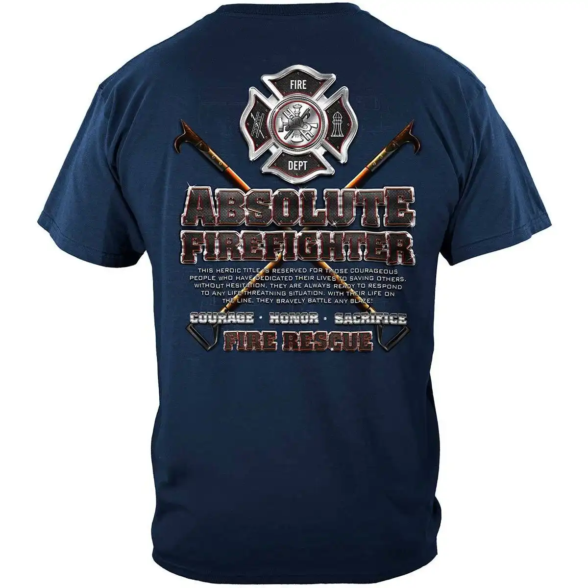 Absolute Firefighter Blue Print Navy T-Shirt
