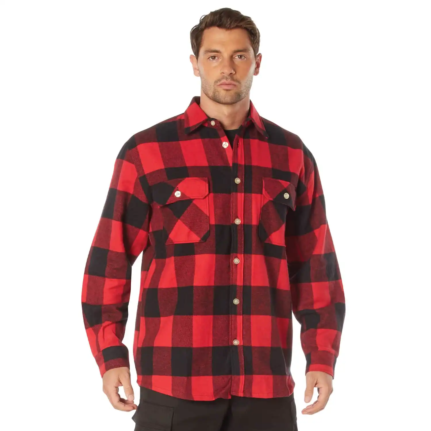 Red Heavyweight Buffalo Plaid Flannel Shirt