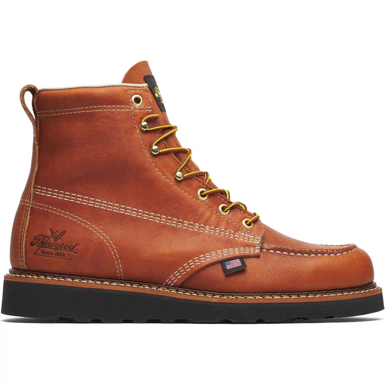 Alternative view of Thorogood American Heritage 6-inch Tobacco Soft Moc Toe Wedge Sole American Made Men's Work Boot - 814-4188