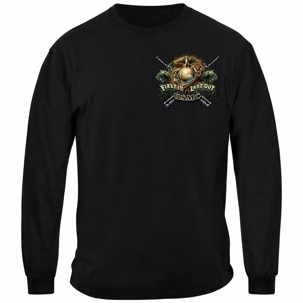 Alternative view of First in Last Out USMC T-shirt - Long Sleeve