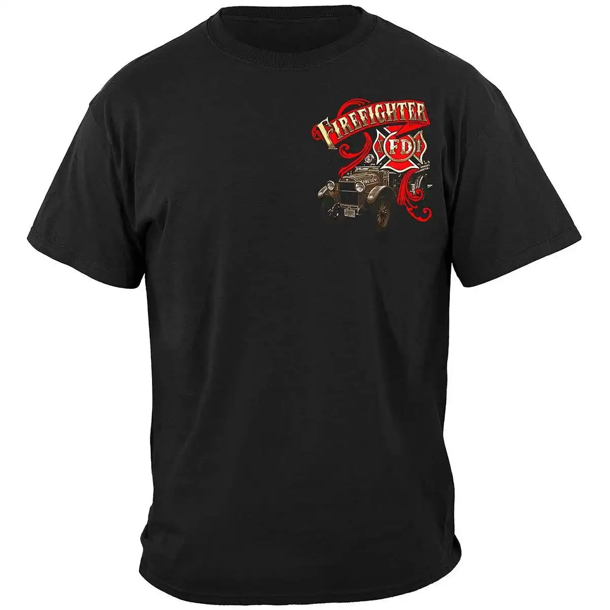 Alternative view of Always Ready Antique Firefighter T-Shirt - Black