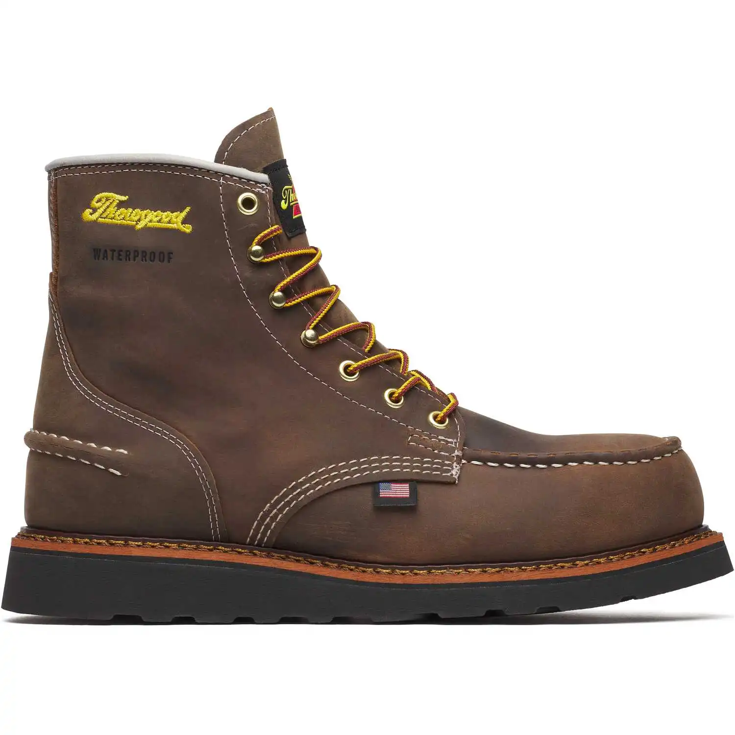Alternative view of Thorogood 1957 Series Waterproof 6-inch Crazy Horse American Made Moc Steel Toe Wedge Sole Men's Work Boot - 804-3676