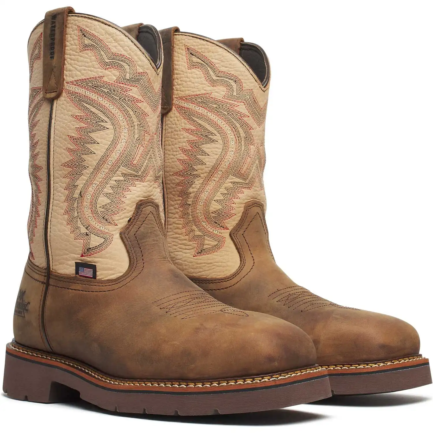 Thorogood Western Wellington 11-inch Crazy Horse/Rawhide Waterproof Nano Safety Toe Square Toe American Made Men's Work Boot - 804-4307