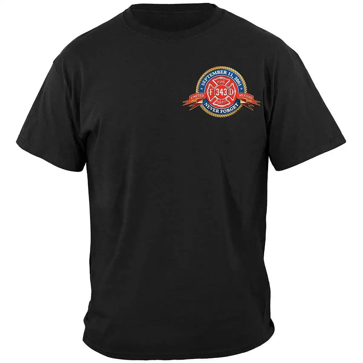 Alternative view of Badge of Honor 9-11 Firefighters T-Shirt - Black