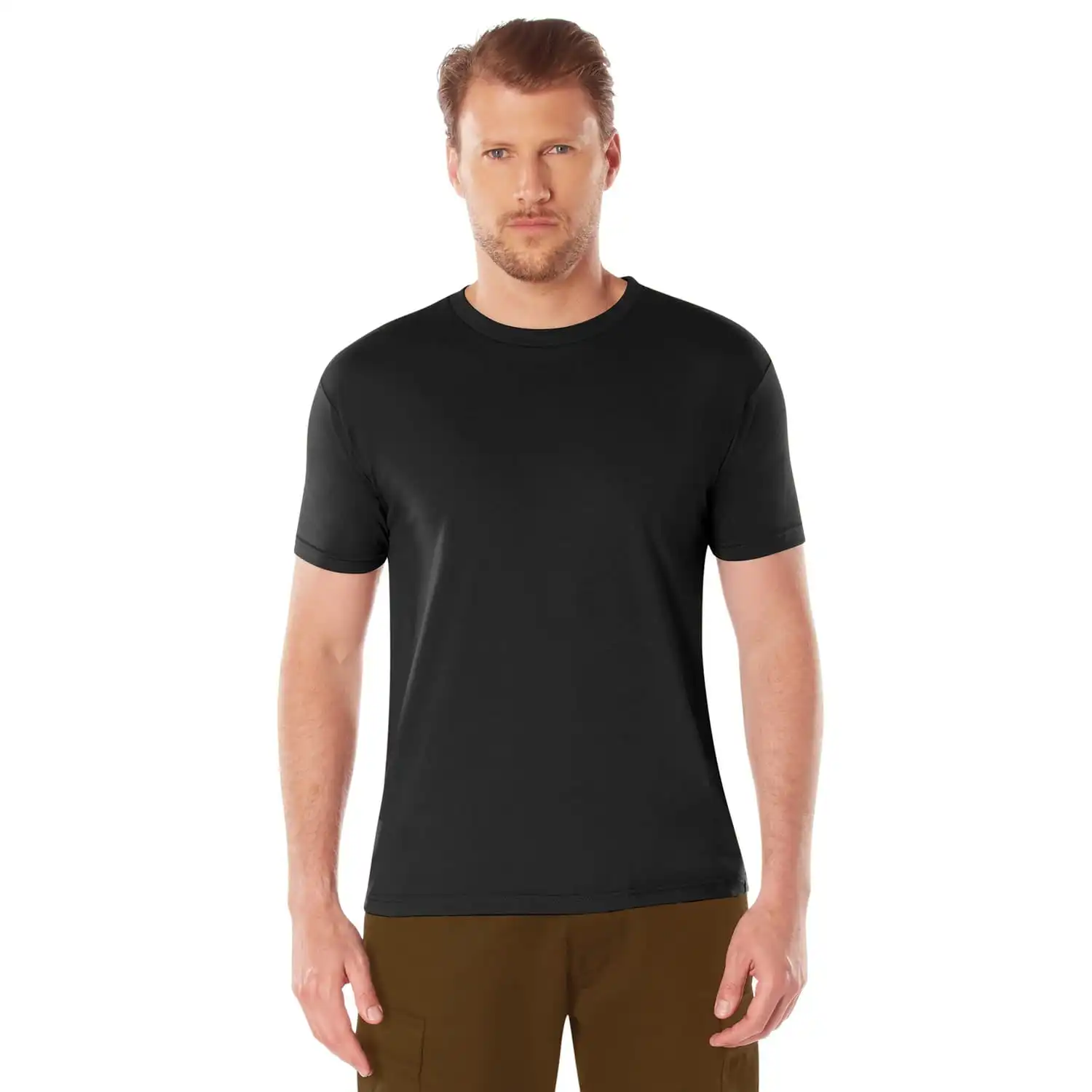 Alternative view of Black Athletic Fit Crew Neck Military T-Shirt