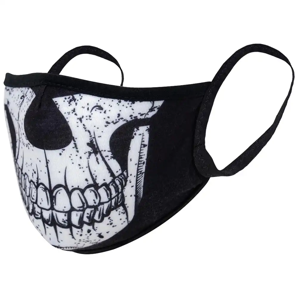 Alternative view of Half Skull 3-Layer Ear Loop Face Mask