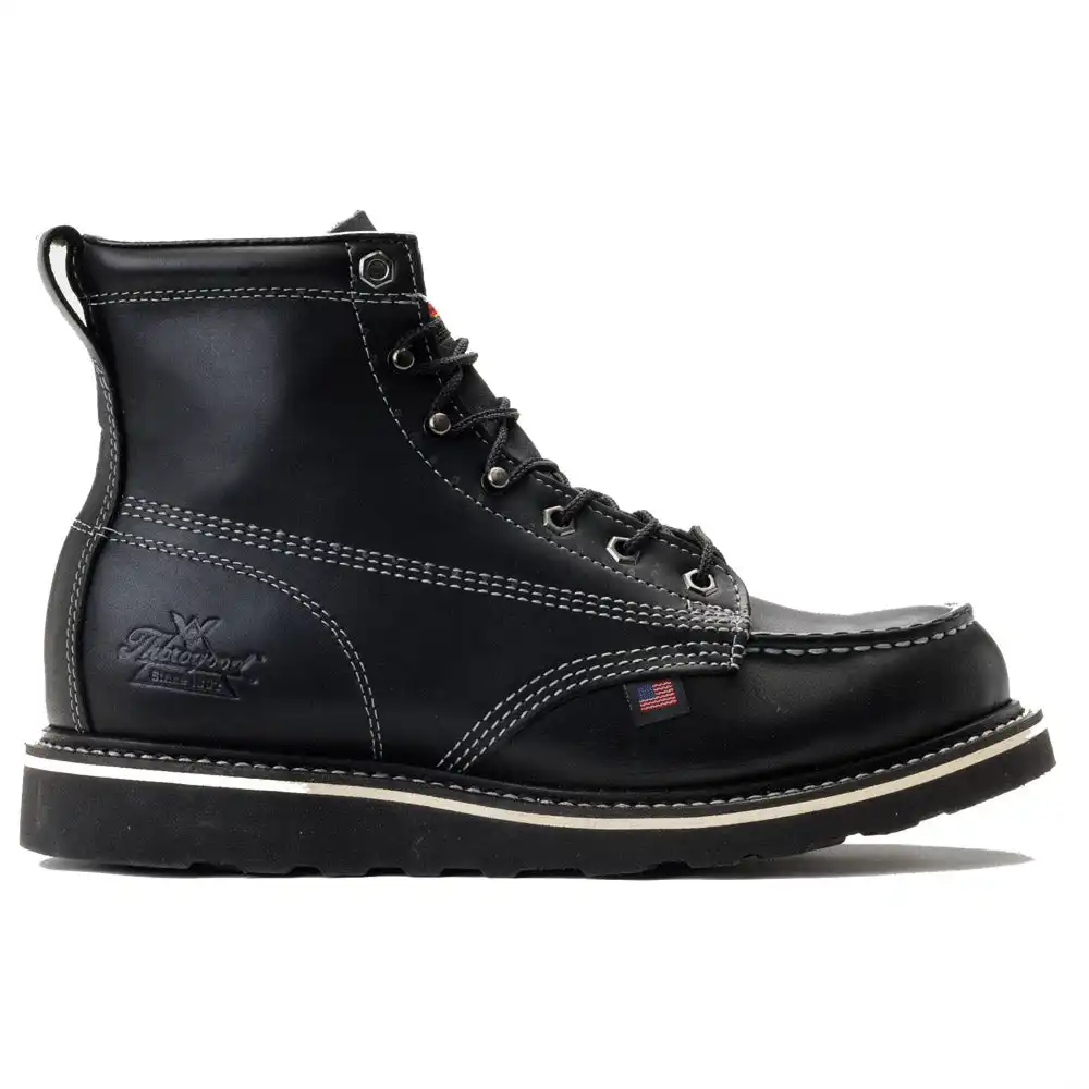 Alternative view of Thorogood Midnight Series 6-inch Black Soft Moc Toe Black Wedge Sole U.S. Made Men's Work Boot - 814-6206