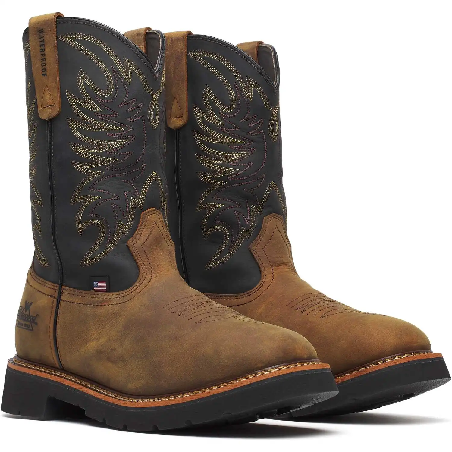 Thorogood Western Work Wellington 11-inch Crazy Horse/Black Waterproof Soft Square Toe Pull-On American Made Men's Work Boot - 814-4330