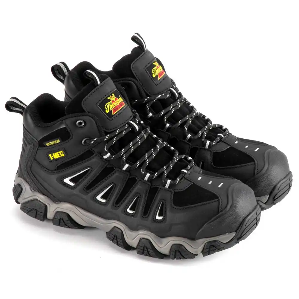 Thorogood Crosstrex i-MET2 Mid Black/Grey Waterproof Composite Toe Internal Met Guard Men's Work Hiker - 804-6490
