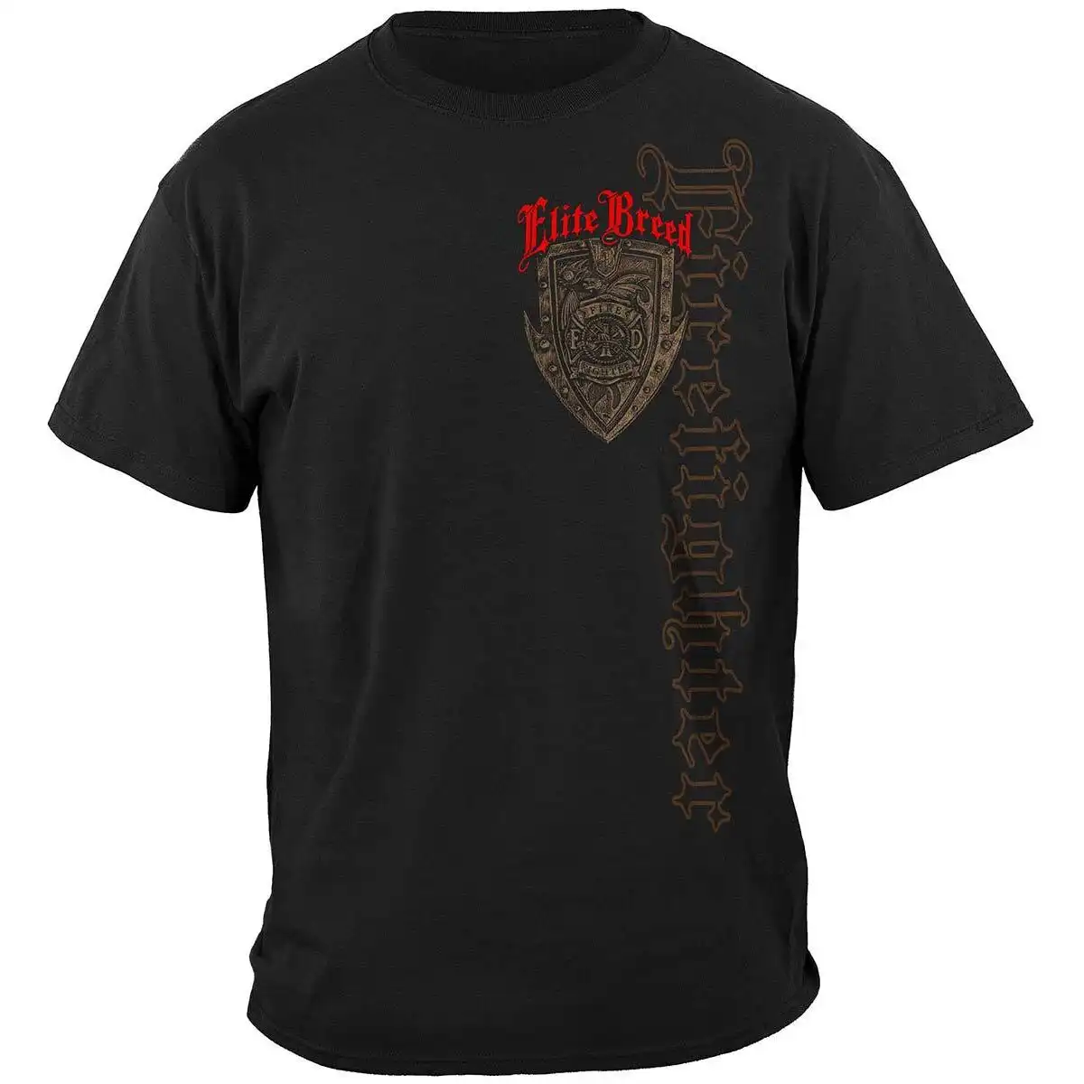 Alternative view of Elite Breed Born a Firefighter T-Shirt - Black