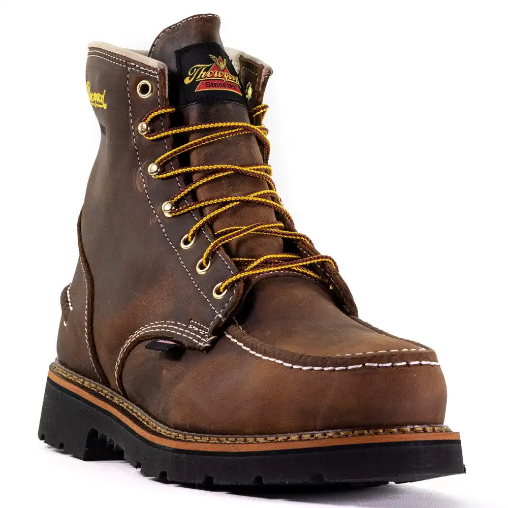 Alternative view of Thorogood 1957 Series 6-inch Crazy Horse Waterproof Steel Moc Toe Black 90-Degree Sole U.S. Made Men's Work Boot - 804-3696