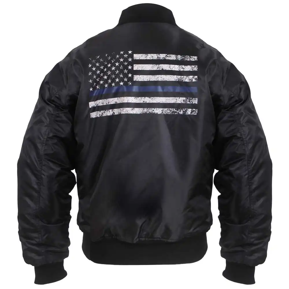 Alternative view of Men's Thin Blue Line Flag Police MA-1 Flight Jacket