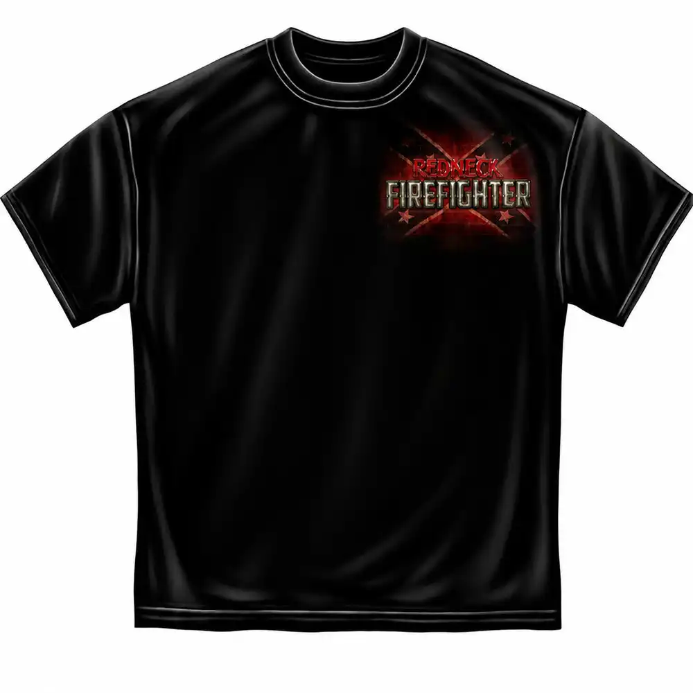 Alternative view of Redneck Firefighter T-Shirt - Black