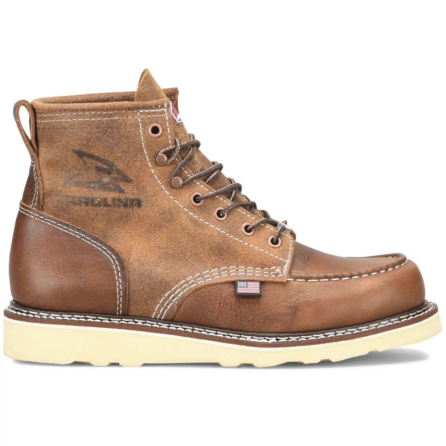 Alternative view of Carolina Amp USA Mid Roughout Moc Steel Toe Union Built Flat Sole Work Boot